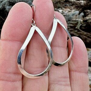 Sundance $68 NEW Matte Sterling Silver SP 1.75" Lightweight Hoop Dangle Earrings